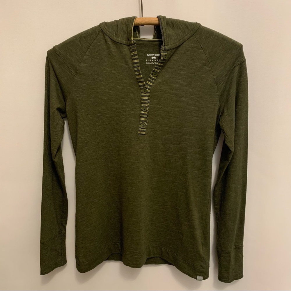 Horny Toad Lightweight Organic Cotton Blend Pullover Henley Hoodie
